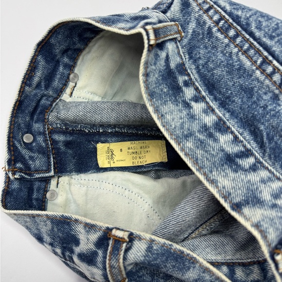 Vintage Chic Acid Wash Mom Jeans High Waisted Tapered Denim Women 8 - Picture 6 of 9
